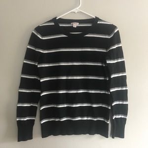 Black Sweater with Gray and White Stripes
